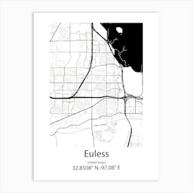 Euless,United States Minimalist Map Art Print