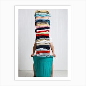 Man In Laundry Basket Art Print