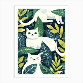 White Cats In The Jungle Art Print