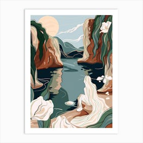 Mermaid By The Lake Art Print