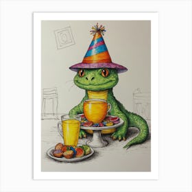 Birthday Lizard 3 Art Print