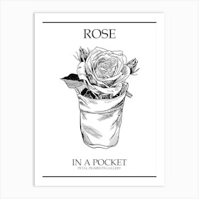 Rose In A Pocket Line Drawing 2 Poster Art Print