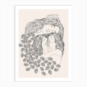 Mother And Daughters (Klimt remake) Art Print