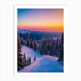 Jasna, Slovakia Sunrise Skiing Poster Art Print