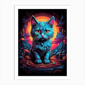 Psychedelic Cat Art Print