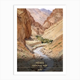 Hemis National Park India Watercolour 1 Art Print