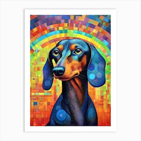 Dachshund abstract dog print Art Print