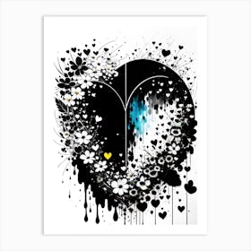 Heart Of Black And White 1 Art Print