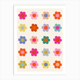 Retro Floral Colorful Flowers Art Print