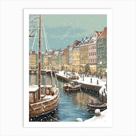 Vintage Winter Illustration Copenhagen Denmark 5 Art Print