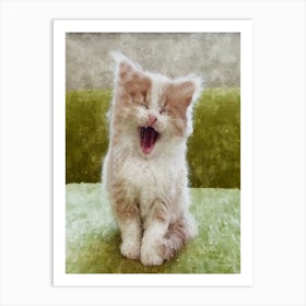 Cat Yawn Art Print