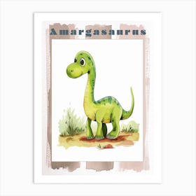 Cute Cartoon Amargasaurus Dinosaur 4 Poster Art Print