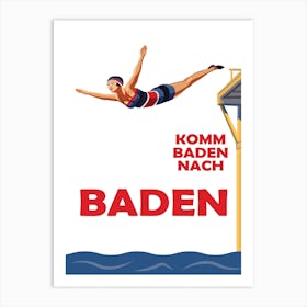 Baden Baden, Swim Girl, Germany Art Print