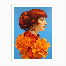 Woman With Flowers 2 Art Print