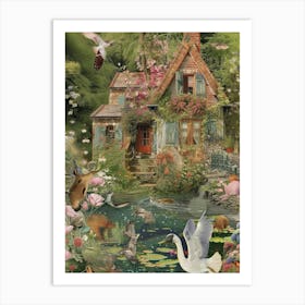 Monet Pond Fairies Scrapbook Collage 5 Art Print