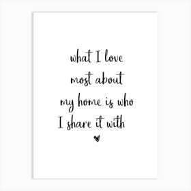 What I Love Most About My Home Art Print