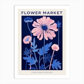 Blue Flower Market Poster Chrysanthemum 2 Art Print