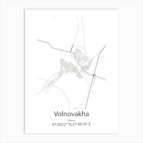 Volnovakha,Ukraine Minimalist Map Art Print