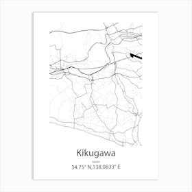 Kikugawa,Japan Minimalist Map Art Print