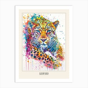 Leopard Colourful Watercolour 3 Poster Art Print