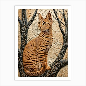 Egyptian Mau Cat Relief Illustration 2 Art Print