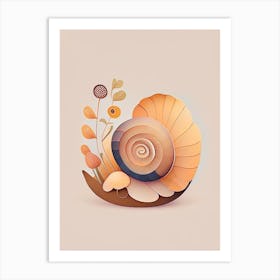 Brown Garden Snail Illustration Art Print