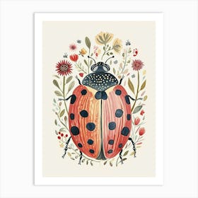 Colourful Insect Illustration Ladybug 23 Art Print