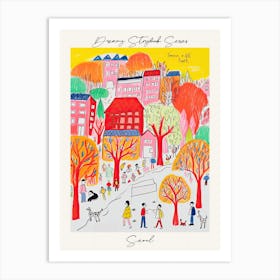 Poster Of Seoul, Dreamy Storybook Illustration 4 Art Print