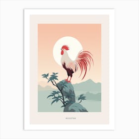 Minimalist Rooster 2 Bird Poster Art Print