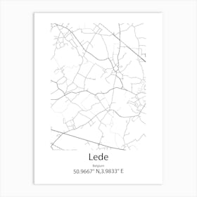 Lede,Belgium Minimalist Map Art Print