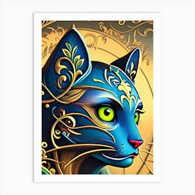 Royal blue cat Art Print