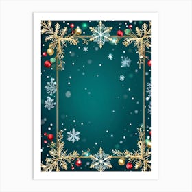 An Ornate Fanciful Christmas Frame Rich In Holiday Decor Where Details Of Garlands Ornaments An (3) Art Print