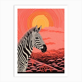 Zebra Orange & Pink Pattern 4 Art Print