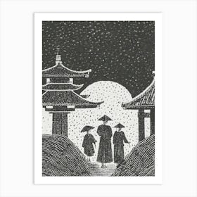 Pilgrimage To The Shinto Shrines During Spring Art Print