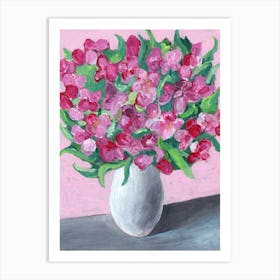 Red Alstroemeria - Anton Maliar nature impressionism hand painted Monet inspired pink red Art Print