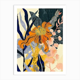 Colourful Flower Illustration Marigold 4 Art Print