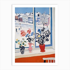 The Windowsill Of Reykjavik   Iceland Snow Inspired By Matisse 2 Art Print