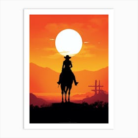 Silhouette Cowgirl 1 Art Print