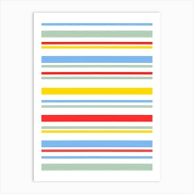 Primary Red Green Blue Yellow Stripes Art Print