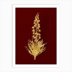Vintage Persian Lily Botanical in Gold on Red n.0549 Art Print
