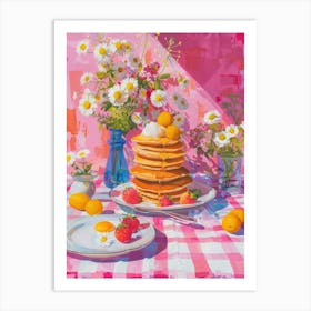 Pink Breakfast Food Pancakes 2 Art Print