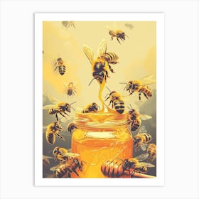 Africanized Honey Bee Storybook Illustration 1 Art Print