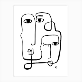 Abstract face line art 2 Art Print