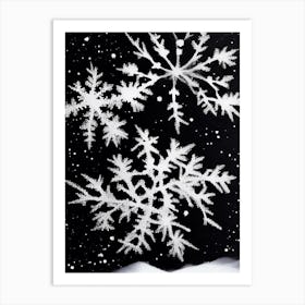 Stellar Dendrites, Snowflakes, Black & White 5 Art Print