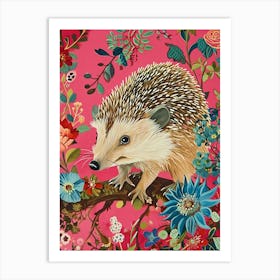 Floral Animal Painting Hedgehog 7 Poster