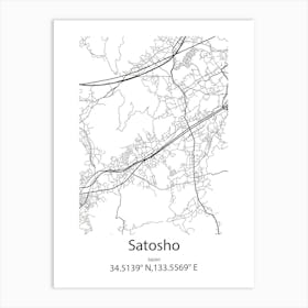 Satosho,Japan Minimalist Map Art Print