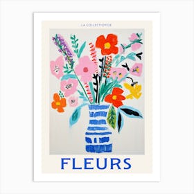 French Flower Poster Hollyhock Art Print