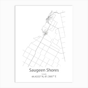 Saugeen Shores,Canada Minimalist Map Art Print