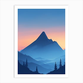 Misty Mountains Vertical Composition In Blue Tone 28 Art Print