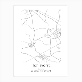 Tonisvorst,Germany Minimalist Map Art Print